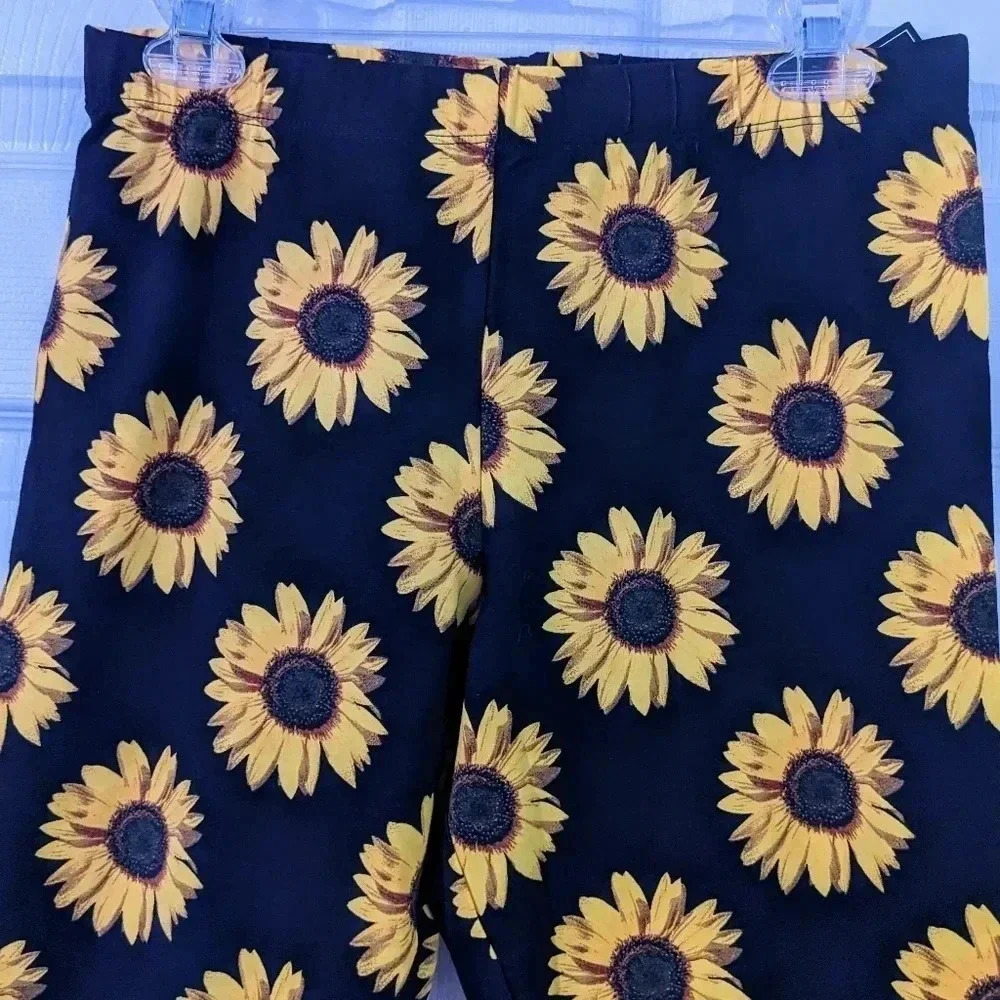 NOBO No Boundaries Sunflower Leggings Yellow Black Stretch Size Large 11-13 NWT - Picture 6 of 6